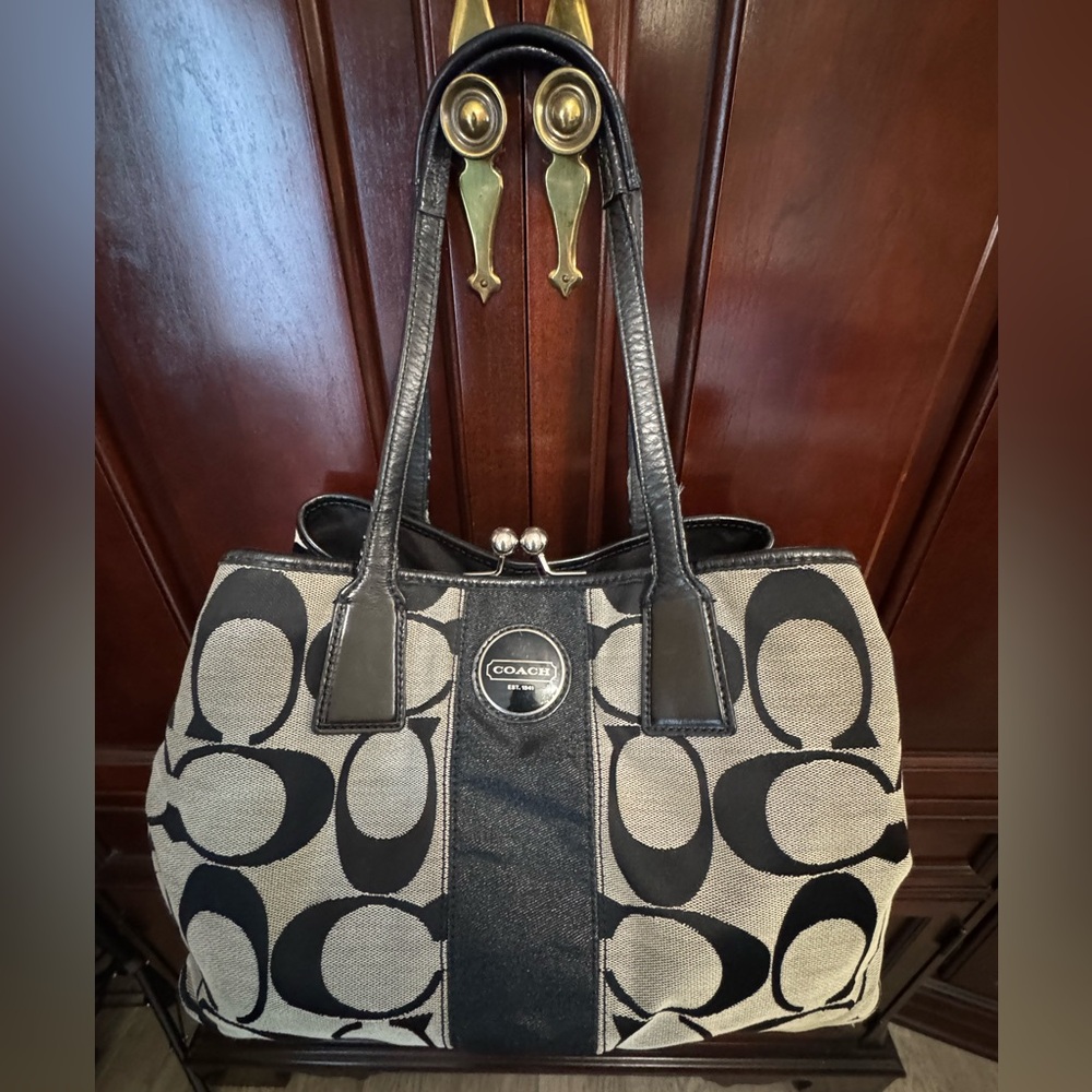Coach Black and Cream Tote Bag